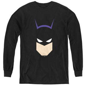 AN OFFCIALLY LICENSED BATMAN  BAT HEAD YOUTH LONG SLEEVE T-SHIRT BLACK