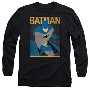 AN OFFCIALLY LICENSED BATMAN SIMPLE BM POSTER MEN'S LONG SLEEVE T-SHIRT BLACK