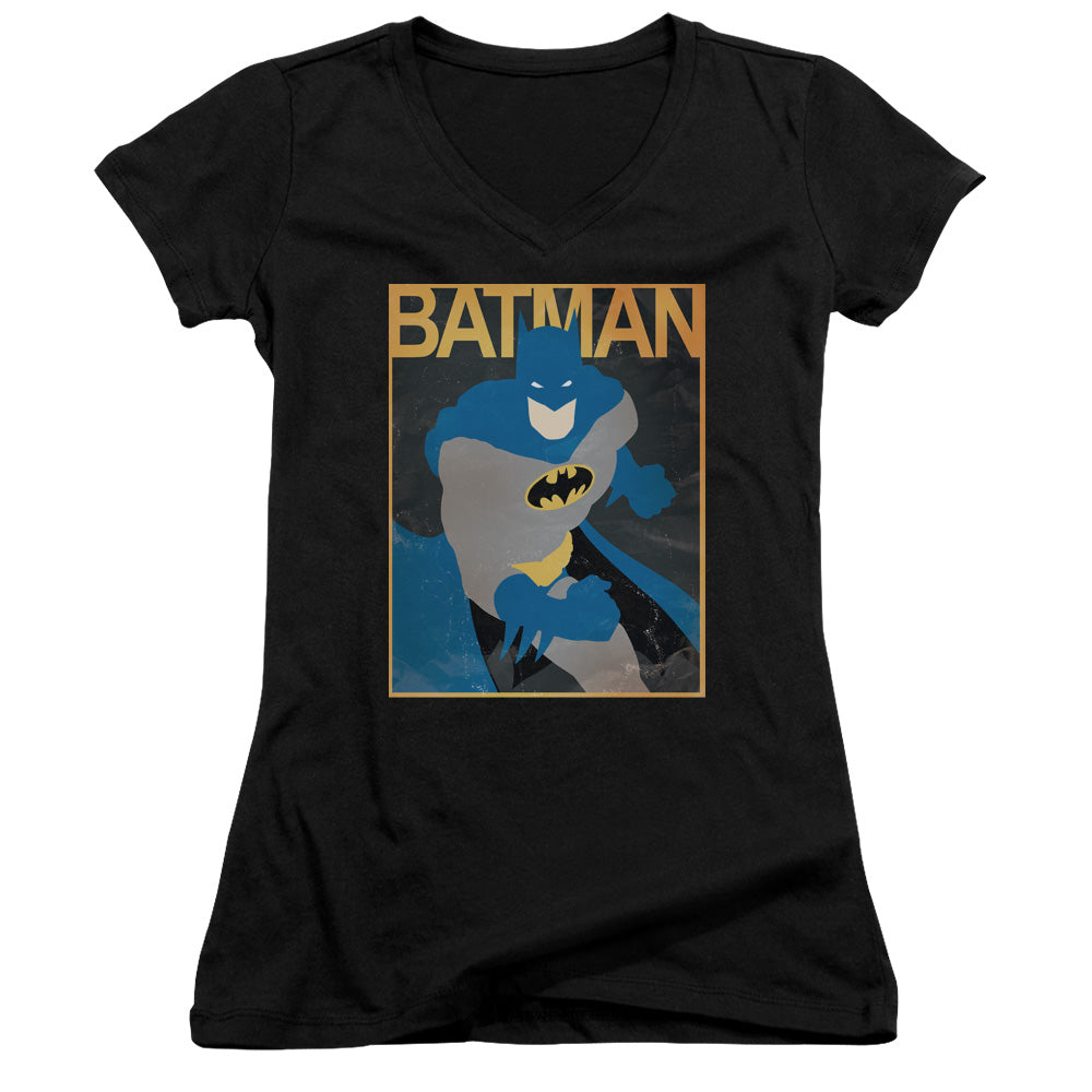 Batman Simple Bm Poster Licensed Women's T-Shirt Juniors V-Neck SM