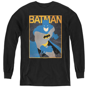 AN OFFCIALLY LICENSED BATMAN SIMPLE BM POSTER YOUTH LONG SLEEVE T-SHIRT BLACK