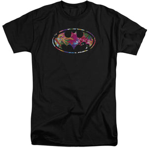 AN OFFCIALLY LICENSED BATMAN HAWAIIAN SHIELD MEN'S TALL FIT T-SHIRT BLACK