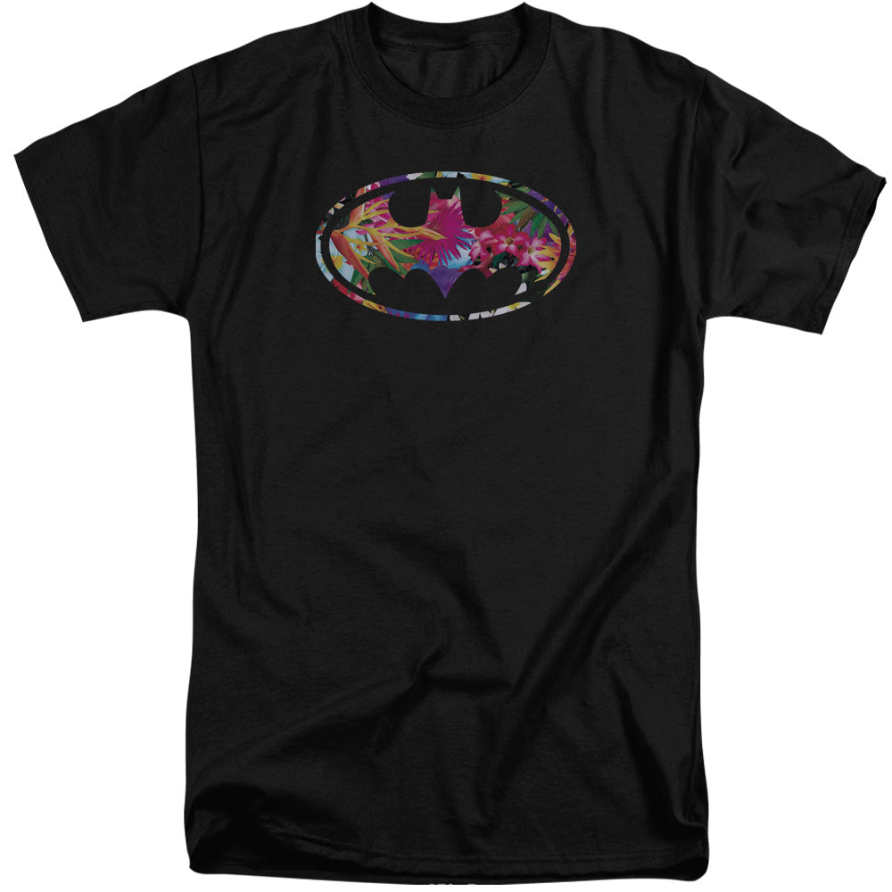 AN OFFCIALLY LICENSED BATMAN HAWAIIAN SHIELD MEN'S TALL FIT T-SHIRT BLACK