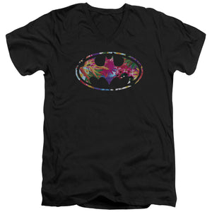 AN OFFCIALLY LICENSED BATMAN HAWAIIAN SHIELD MEN'S V-NECK T-SHIRT BLACK