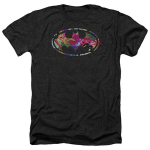 AN OFFCIALLY LICENSED BATMAN HAWAIIAN SHIELD MEN'S HEATHER T-SHIRT CHARCOAL