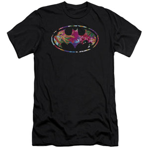 AN OFFCIALLY LICENSED BATMAN HAWAIIAN SHIELD MEN'S PREMIUM SLIM FIT T-SHIRT BLACK