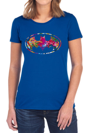 AN OFFCIALLY LICENSED BATMAN HAWAIIAN SHIELD WOMEN'S REGULAR FIT T-SHIRT BLACK