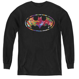 AN OFFCIALLY LICENSED BATMAN HAWAIIAN SHIELD YOUTH LONG SLEEVE T-SHIRT BLACK