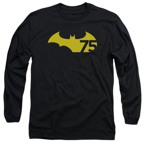 AN OFFCIALLY LICENSED BATMAN 75 LOGO 2 MEN'S LONG SLEEVE T-SHIRT BLACK