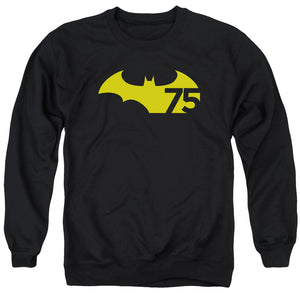 AN OFFCIALLY LICENSED BATMAN 75 LOGO 2 ADULT UNISEX CREWNECK SWEATSHIRT BLACK