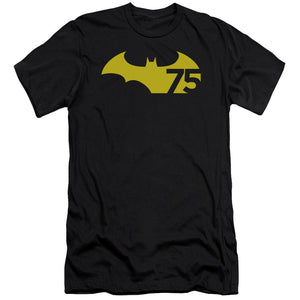 AN OFFCIALLY LICENSED BATMAN 75 LOGO 2 MEN'S PREMIUM SLIM FIT T-SHIRT BLACK