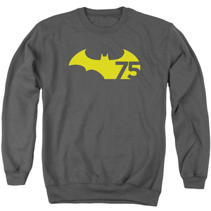 AN OFFCIALLY LICENSED BATMAN 75 LOGO 2 ADULT UNISEX CREWNECK SWEATSHIRT CHARCOAL