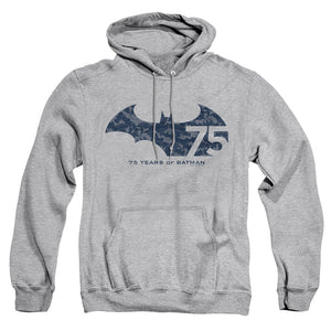 AN OFFCIALLY LICENSED BATMAN 75 YEAR COLLAGE ADULT UNISEX PULLOVER HOODIE ATHLETIC HEATHER