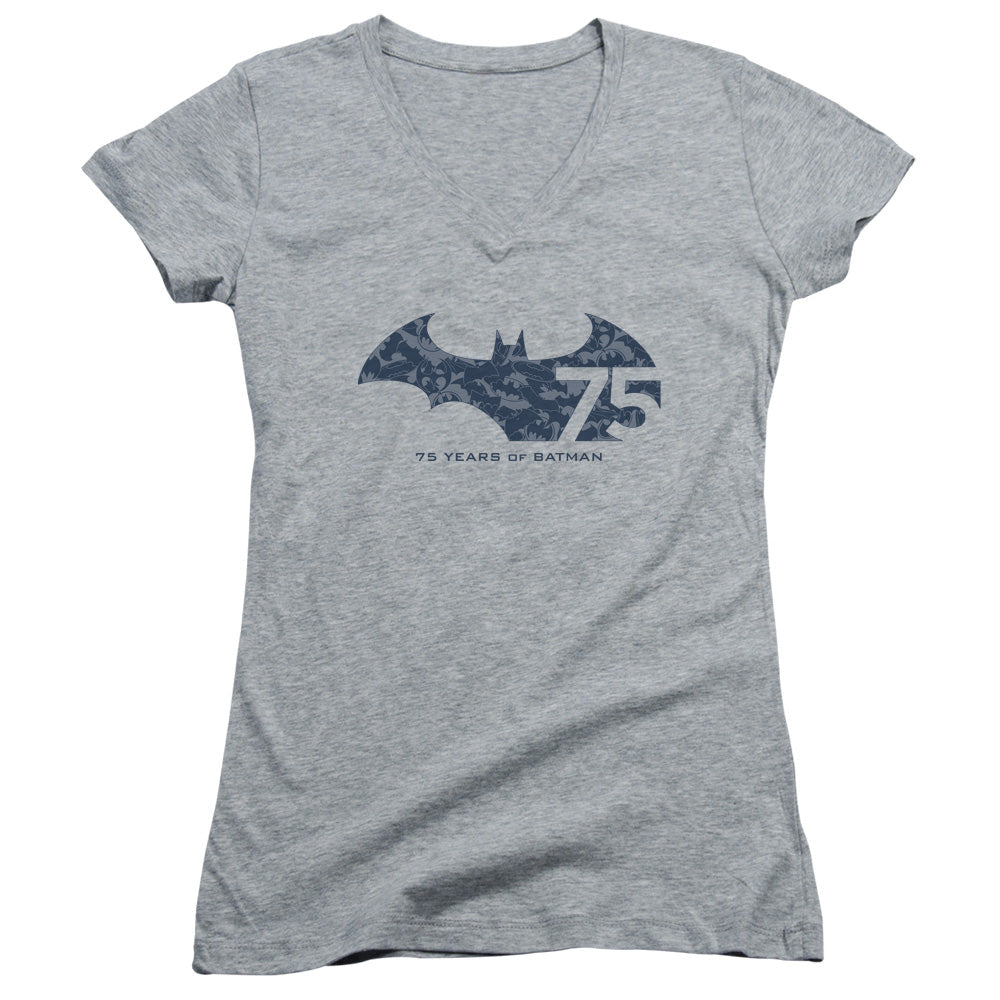 Batman 75 Year Collage Licensed Women's T-Shirt Juniors V-Neck 2X