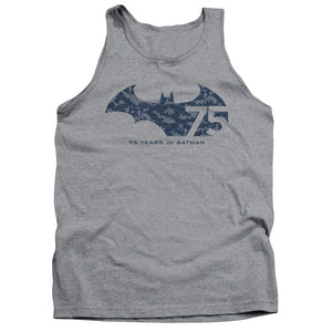 AN OFFCIALLY LICENSED BATMAN 75 YEAR COLLAGE ADULT UNISEX TANK TOP ATHLETIC HEATHER