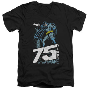 AN OFFCIALLY LICENSED BATMAN ROOFTOP MEN'S V-NECK T-SHIRT BLACK
