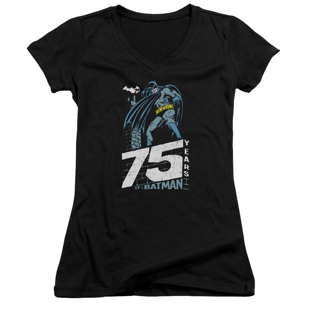 Batman Rooftop Licensed Women's T-Shirt Juniors V-Neck SM