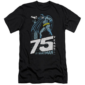 AN OFFCIALLY LICENSED BATMAN ROOFTOP MEN'S PREMIUM SLIM FIT T-SHIRT BLACK