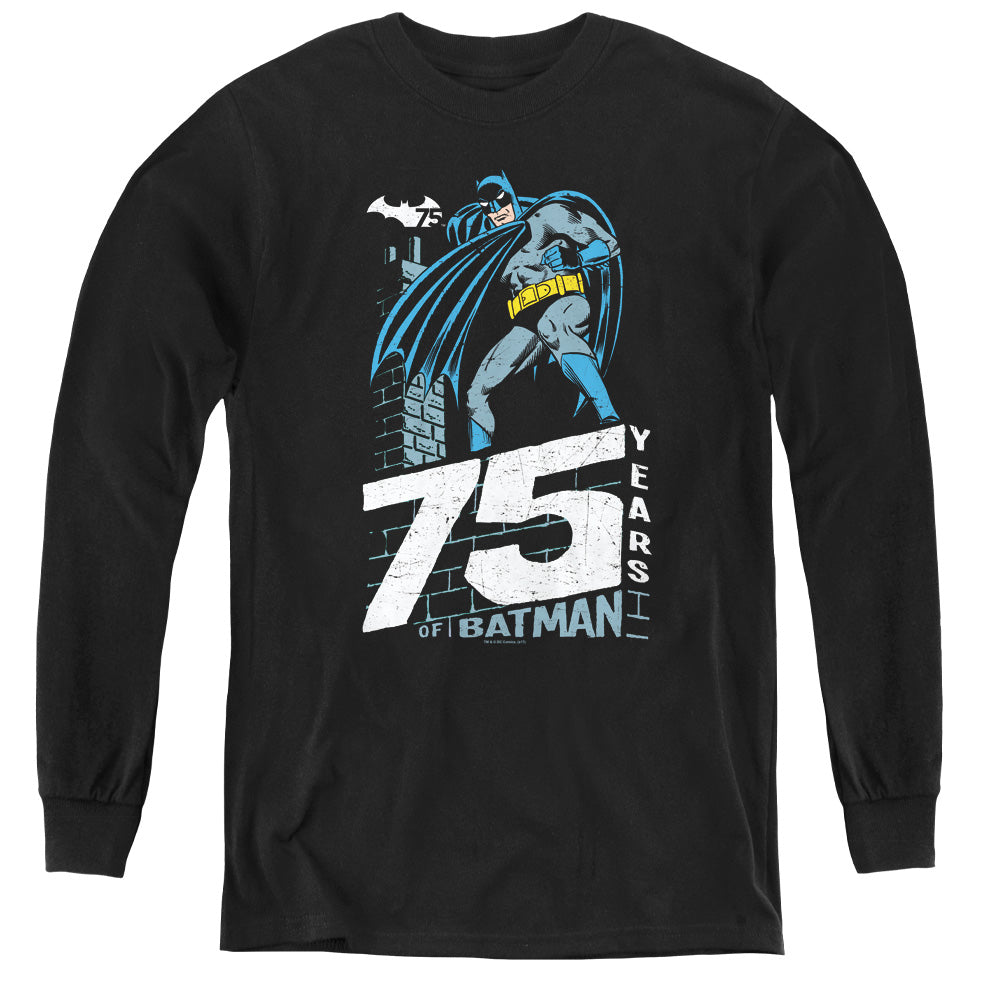 AN OFFCIALLY LICENSED BATMAN ROOFTOP YOUTH LONG SLEEVE T-SHIRT BLACK