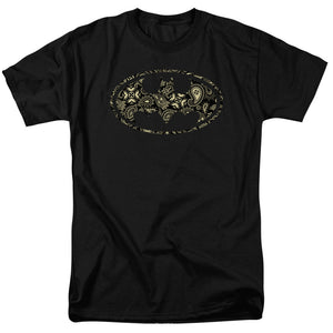 AN OFFCIALLY LICENSED BATMAN PAISLEY BAT MEN'S REGULAR FIT T-SHIRT BLACK