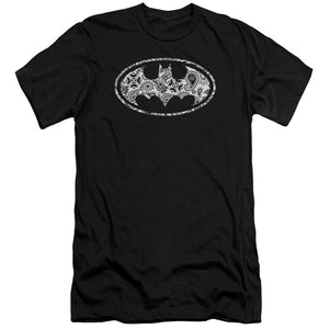 AN OFFCIALLY LICENSED BATMAN PAISLEY BAT MEN'S PREMIUM SLIM FIT T-SHIRT BLACK