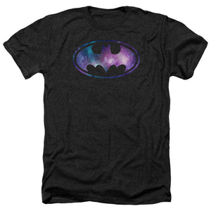 AN OFFCIALLY LICENSED BATMAN GALAXY SIGNAL MEN'S HEATHER T-SHIRT CHARCOAL