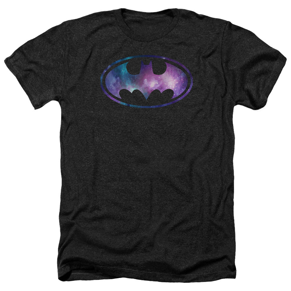 AN OFFCIALLY LICENSED BATMAN GALAXY SIGNAL MEN'S HEATHER T-SHIRT CHARCOAL