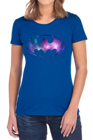 AN OFFCIALLY LICENSED BATMAN GALAXY SIGNAL WOMEN'S REGULAR FIT T-SHIRT BLACK