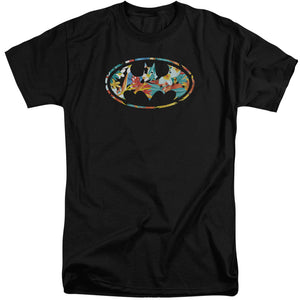AN OFFCIALLY LICENSED BATMAN HAWAIIAN BAT MEN'S TALL FIT T-SHIRT BLACK