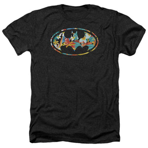 AN OFFCIALLY LICENSED BATMAN HAWAIIAN BAT MEN'S HEATHER T-SHIRT CHARCOAL