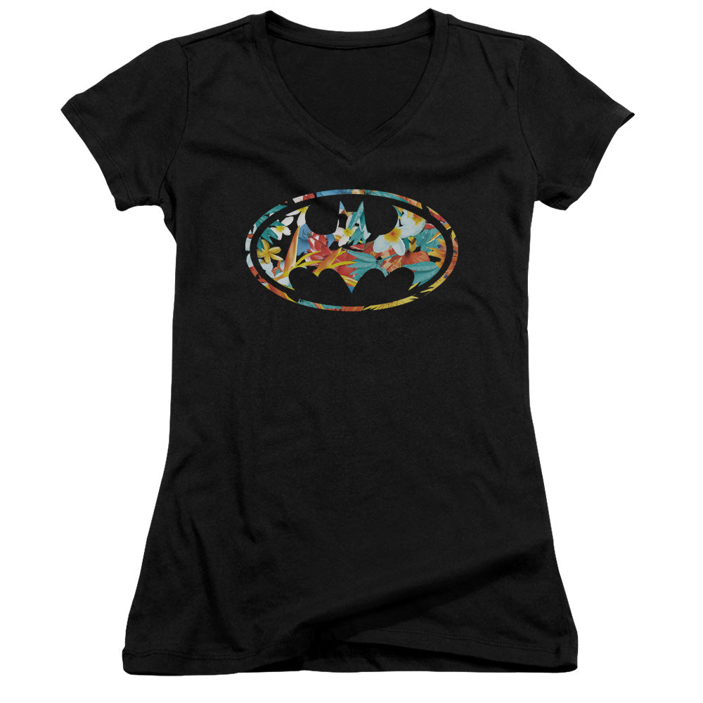 Batman Hawaiian Bat Licensed Women's T-Shirt Juniors V-Neck SM