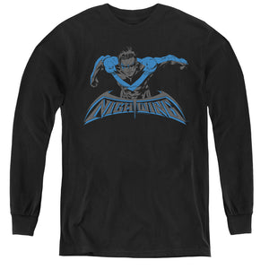 AN OFFCIALLY LICENSED BATMAN WING OF THE NIGHT YOUTH LONG SLEEVE T-SHIRT BLACK
