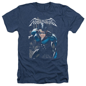 AN OFFCIALLY LICENSED BATMAN A LEGACY MEN'S HEATHER T-SHIRT NAVY