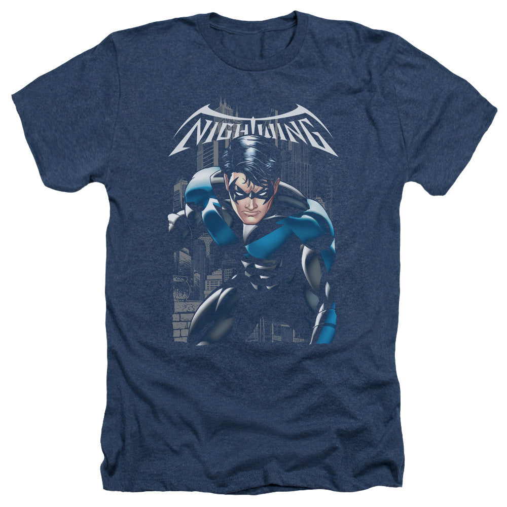 AN OFFCIALLY LICENSED BATMAN A LEGACY MEN'S HEATHER T-SHIRT NAVY