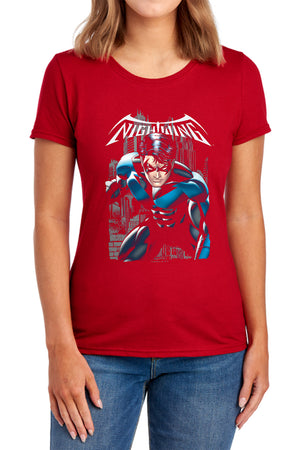AN OFFCIALLY LICENSED BATMAN A LEGACY WOMEN'S REGULAR FIT T-SHIRT NAVY
