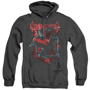 AN OFFCIALLY LICENSED BATMAN LIGHTWING ADULT UNISEX HEATHER PULLOVER HOODIE BLACK