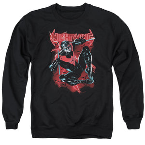 AN OFFCIALLY LICENSED BATMAN LIGHTWING ADULT UNISEX CREWNECK SWEATSHIRT BLACK