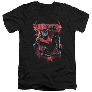 AN OFFCIALLY LICENSED BATMAN LIGHTWING MEN'S V-NECK T-SHIRT BLACK