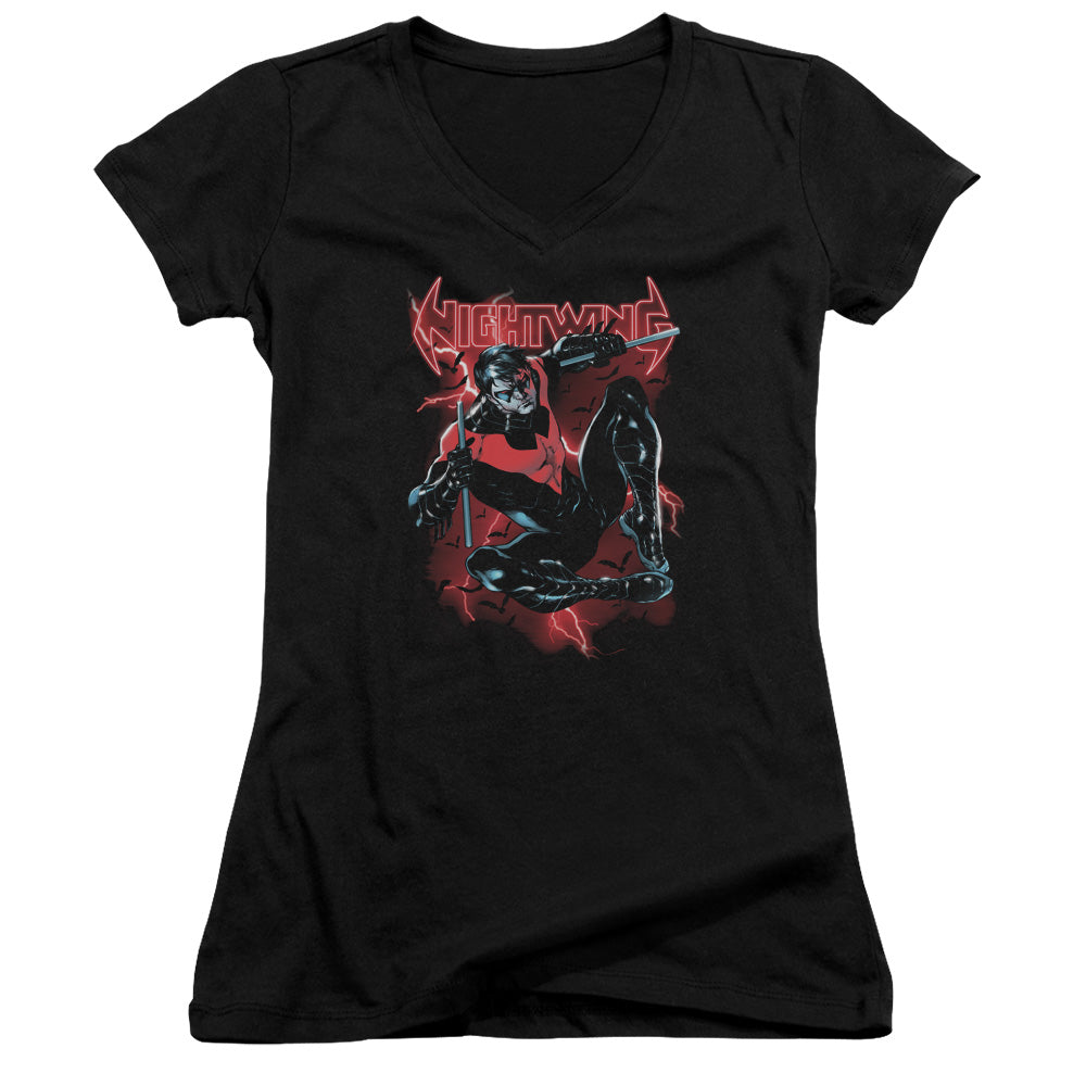 Batman Lightwing Licensed Women's T-Shirt Juniors V-Neck SM