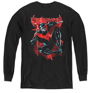 AN OFFCIALLY LICENSED BATMAN LIGHTWING YOUTH LONG SLEEVE T-SHIRT BLACK