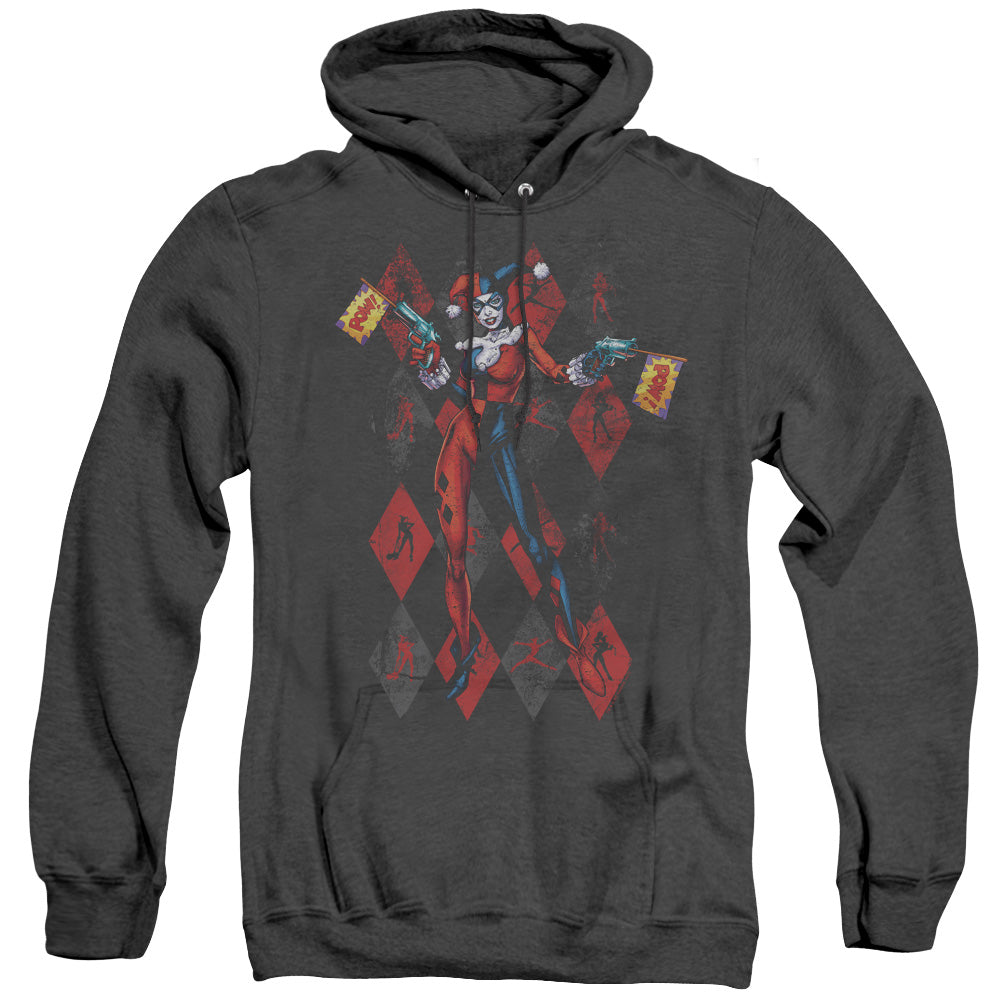 AN OFFCIALLY LICENSED BATMAN POW POW ADULT UNISEX HEATHER PULLOVER HOODIE BLACK