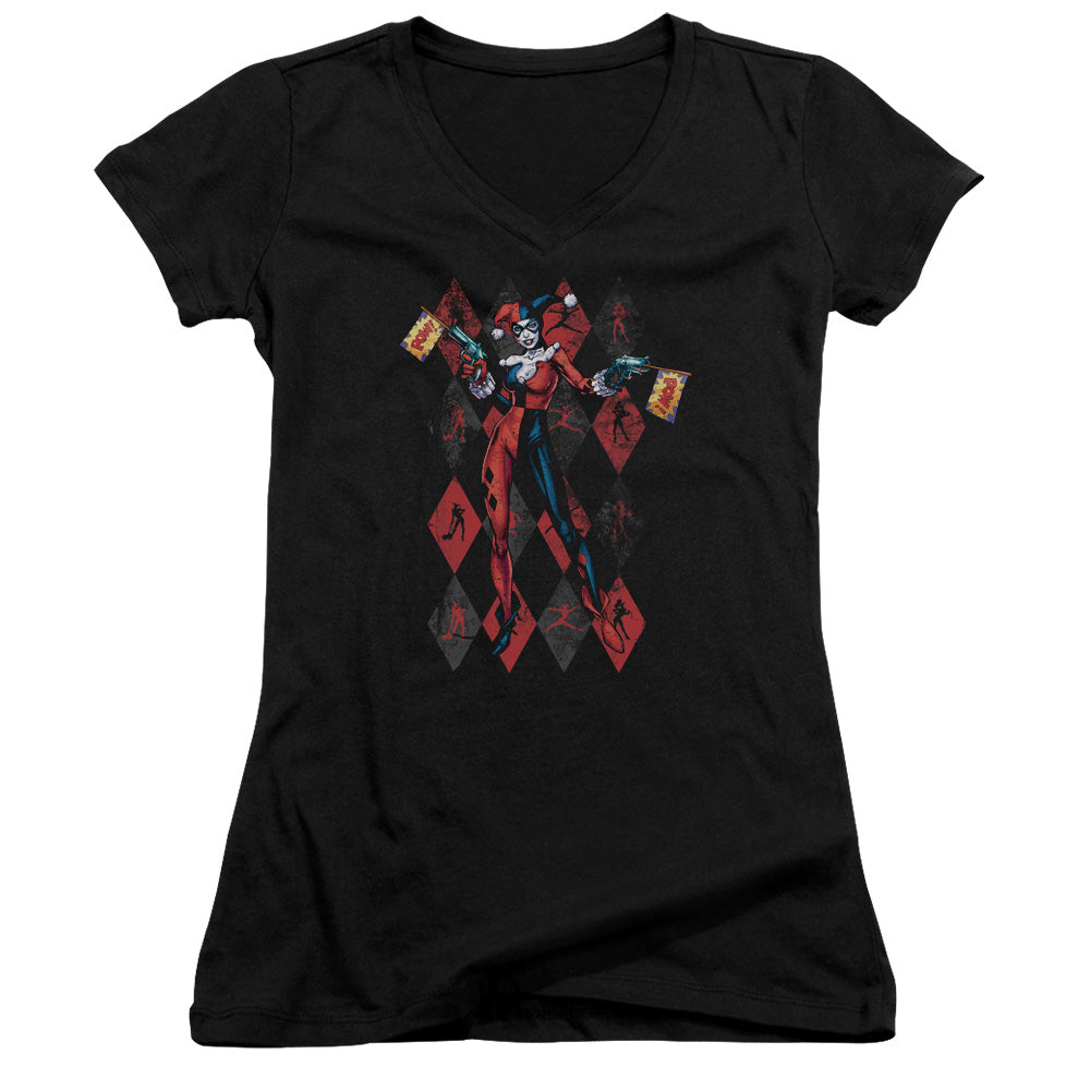 Batman Pow Pow Licensed Women's T-Shirt Juniors V-Neck SM