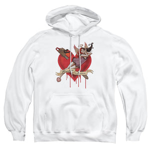 AN OFFCIALLY LICENSED BATMAN PERFECT ANGEL ADULT UNISEX PULLOVER HOODIE WHITE