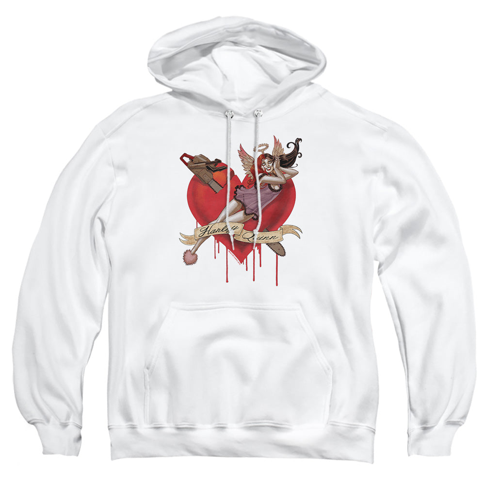 AN OFFCIALLY LICENSED BATMAN PERFECT ANGEL ADULT UNISEX PULLOVER HOODIE WHITE