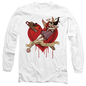 AN OFFCIALLY LICENSED BATMAN PERFECT ANGEL MEN'S LONG SLEEVE T-SHIRT WHITE