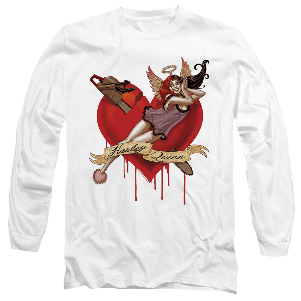AN OFFCIALLY LICENSED BATMAN PERFECT ANGEL MEN'S LONG SLEEVE T-SHIRT WHITE