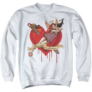 AN OFFCIALLY LICENSED BATMAN PERFECT ANGEL ADULT UNISEX CREWNECK SWEATSHIRT WHITE