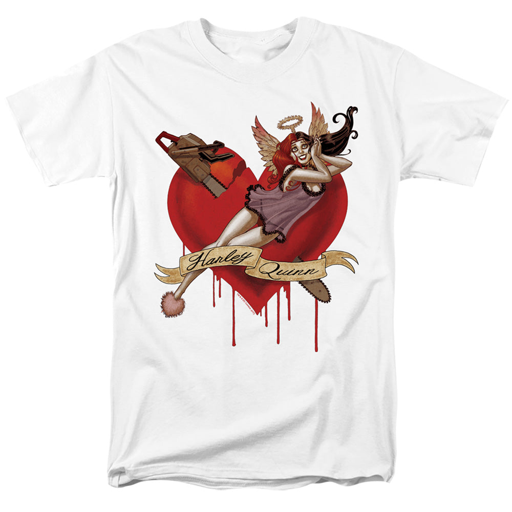 AN OFFCIALLY LICENSED BATMAN PERFECT ANGEL MEN'S REGULAR FIT T-SHIRT WHITE