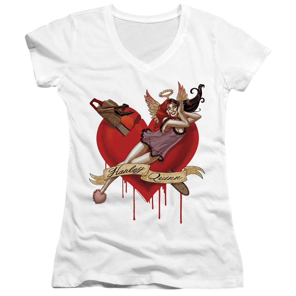 Batman Perfect Angel Licensed Women's T-Shirt Juniors V-Neck SM