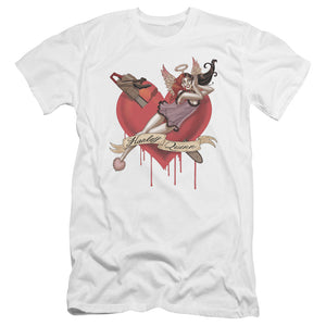 AN OFFCIALLY LICENSED BATMAN PERFECT ANGEL MEN'S PREMIUM SLIM FIT T-SHIRT WHITE