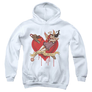 AN OFFCIALLY LICENSED BATMAN PERFECT ANGEL YOUTH HOODIE WHITE